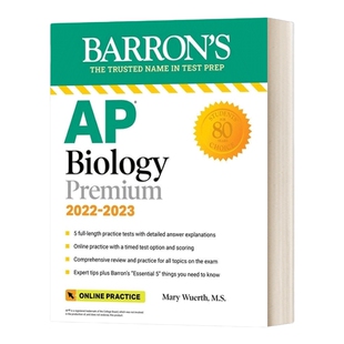英文原版 AP Biology Premium 2022-2023 5 Practice Tests + Comprehensive Review + Online Practice 巴朗AP生物学 2022-2023版