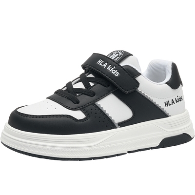 HLA/海澜之家童鞋2025新款儿童板鞋男童黑白运动鞋学生小白鞋女童