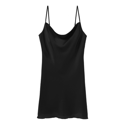 睡裙女舒适开叉家居服缎面裙子夏