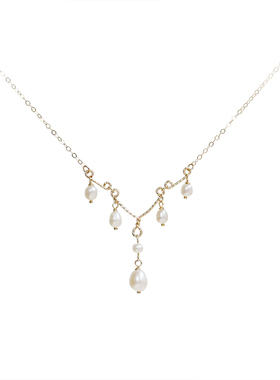 原创设计 美国14k包金保色淡水珍珠项链锁骨链 宫廷轻奢气质