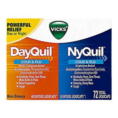 美国直邮Vicks息可舒日夜型感冒 舒缓咳嗽感冒流感鼻液体胶囊72粒