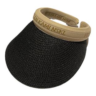 夏天空顶草帽遮阳帽子女防晒凉帽ins网红无顶太阳帽沙滩度假骑车