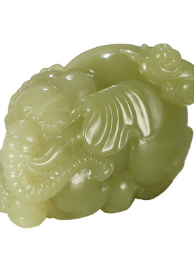 和田玉大象猴子手把件男款