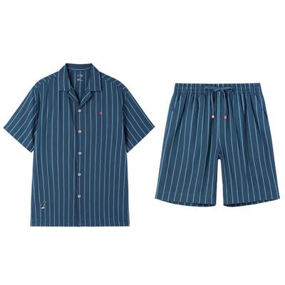 全棉时代男女双层纱布家居套装纯棉睡衣情侣短袖