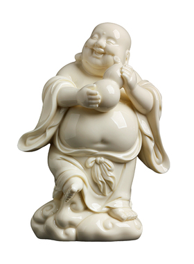 张明贵大师作品陶瓷如意弥勒摆件