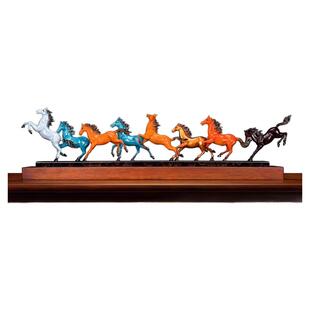 威弗列德八骏马黄铜摆件中式玄关装饰八骏雄风别墅客厅铜马摆设长