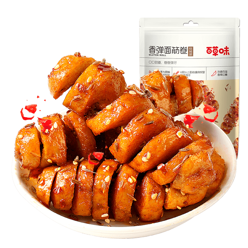 【59元任选10件】百草味香弹面筋卷135g辣条味豆干麻辣小吃小零食