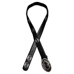 DFDG美式油蜡铆钉嘴唇中古朋克皮带金属扣暗黑设计感个性百搭腰带