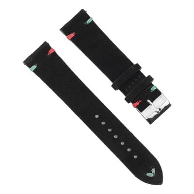 手表带腕带黑色通用翻毛绒真皮