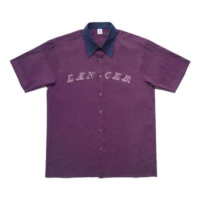 lancerss19紫色拼接印花衬衫
