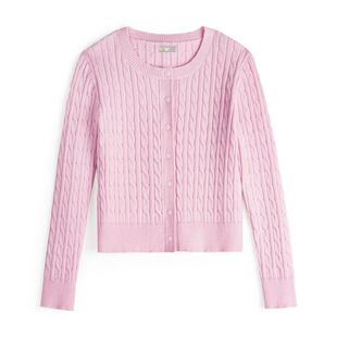 马登复古浅灰色正肩修身绞花长袖老钱风针织开衫毛线衣外套上衣秋