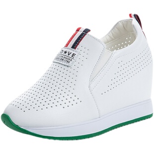 一脚蹬小白鞋女镂空内增高透气显脚小2026新款春夏爆款休闲单鞋子