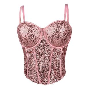 亮片鱼骨钢圈胸衣外穿性感辣妹欧美风高级感背心吊带内搭复古法式