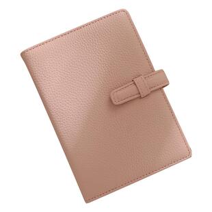 【皮阁】樱花粉头层牛皮插扣笔记本真皮A6A7活页本15mm环手账