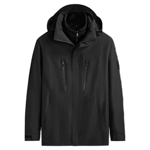 百胜狐三合一茄克男加肥加大码保暖抗寒可脱卸水貂绒内胆连帽外套