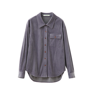 【到手179元】醋纤混纺长袖衬衫复古慵懒风宽松衬衣灯芯绒上衣女