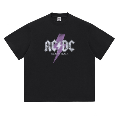 热石ACDC乐队闪电LOGO短袖T恤