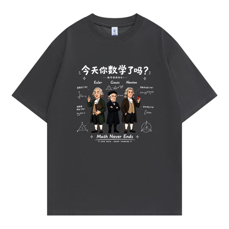今天数学了吗 沉迷数学家人物短袖男女趣味潮宽松纯棉T恤班服定制