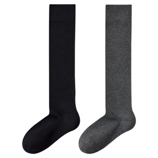 小腿袜女秋冬纯棉压力显瘦中筒jk袜子保暖长袜防滑高筒黑色长筒袜