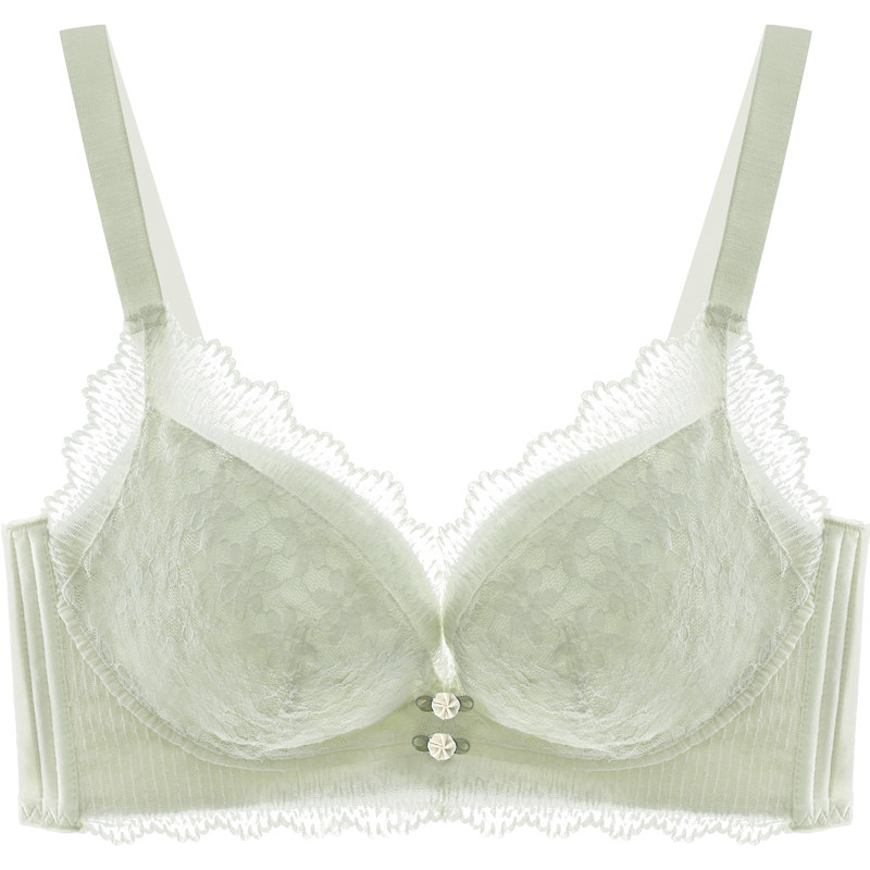 内衣女文胸大胸显小春夏薄款小胸聚拢胸罩无痕轻薄蕾丝无钢圈