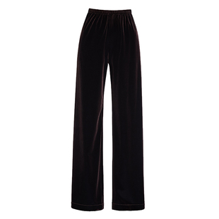 细腻波光丝绒阔腿裤女松紧腰垂感慵懒松弛感裤子bf宽松空气直筒裤