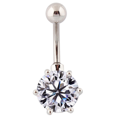 防过敏肚脐环10mm锆石多爪钉zircon不过敏医用钢1.6粗针piercing