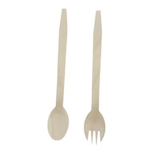 一次性木勺烧仙草长柄木叉勺环保可降解木叉木质餐具水果甜品商用