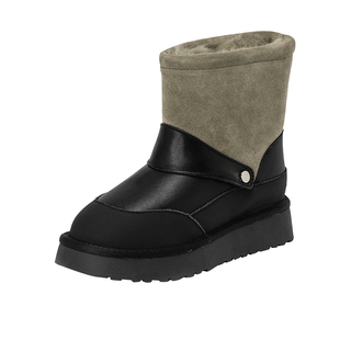 奥康女鞋 冬季新款时尚复古女士短靴休闲厚底加绒保暖时装靴