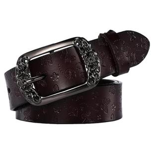 纯牛皮皮带女宽配牛仔裤真皮大码百搭时尚裤带复古加长腰带胖mm