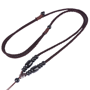 手工编绳黑曜石吊坠挂绳高端无事牌挂件玉坠平安扣佛项链绳男黑绳