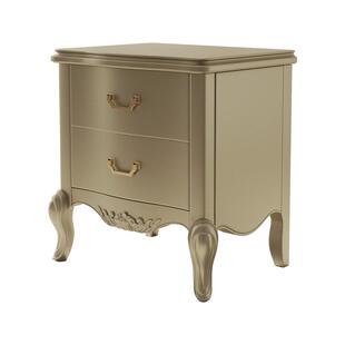 简菲娜美式实木床头柜2025新款轻奢高级感主卧双抽收纳储物柜