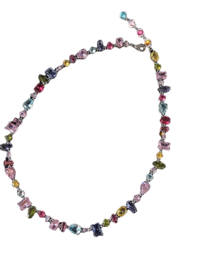 魅芽仙骨七彩锆石锁骨链耳环