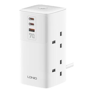 LDNIO立式排插2500W四位电源插座孔2个type-c插头1个USB快充头70W