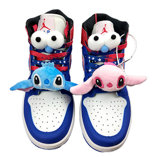 适配aj1空军开口笑1970s卡通可爱史迪仔派大星毛绒鞋扣鞋带扣装饰