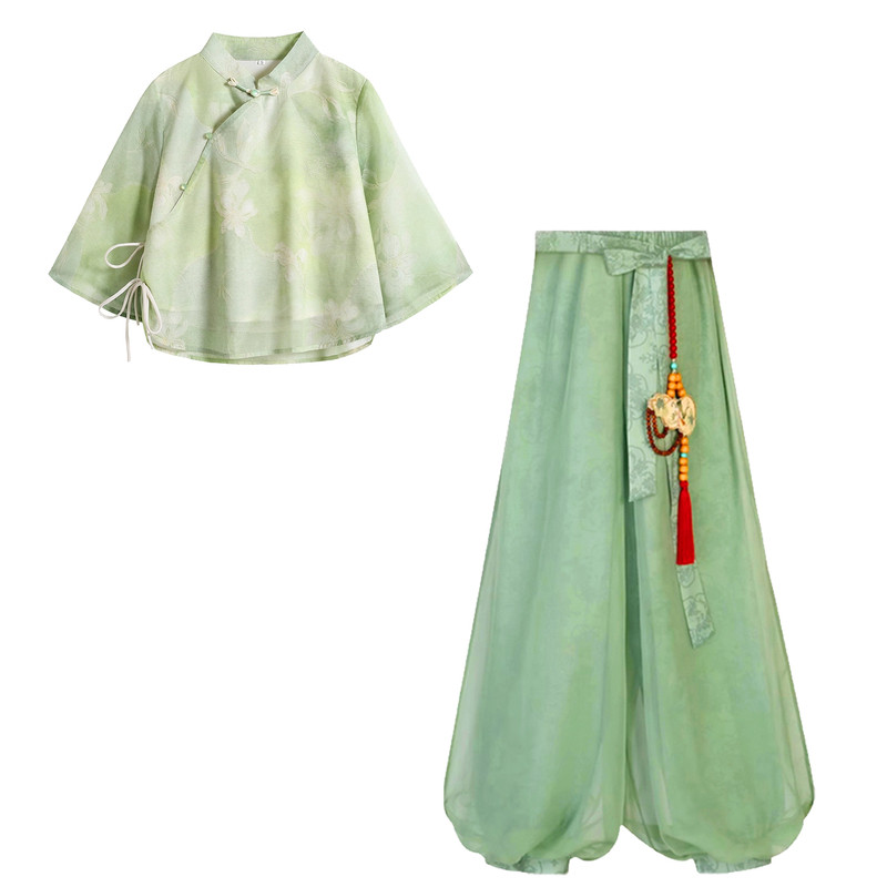 夏季薄款宋制汉服森系灯笼裤套装