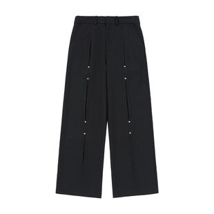 C14 online秋季新款柳钉西裤男纯色宽松直筒高腰垂坠感长裤子潮牌