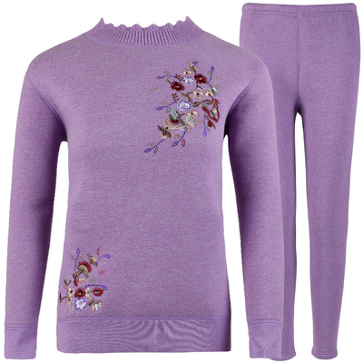 中老年保暖内衣女套装加绒加厚冬