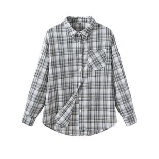 班尼路S&K系列格子衬衫女款2026春夏新款轻薄透气POLO领长袖外套Q