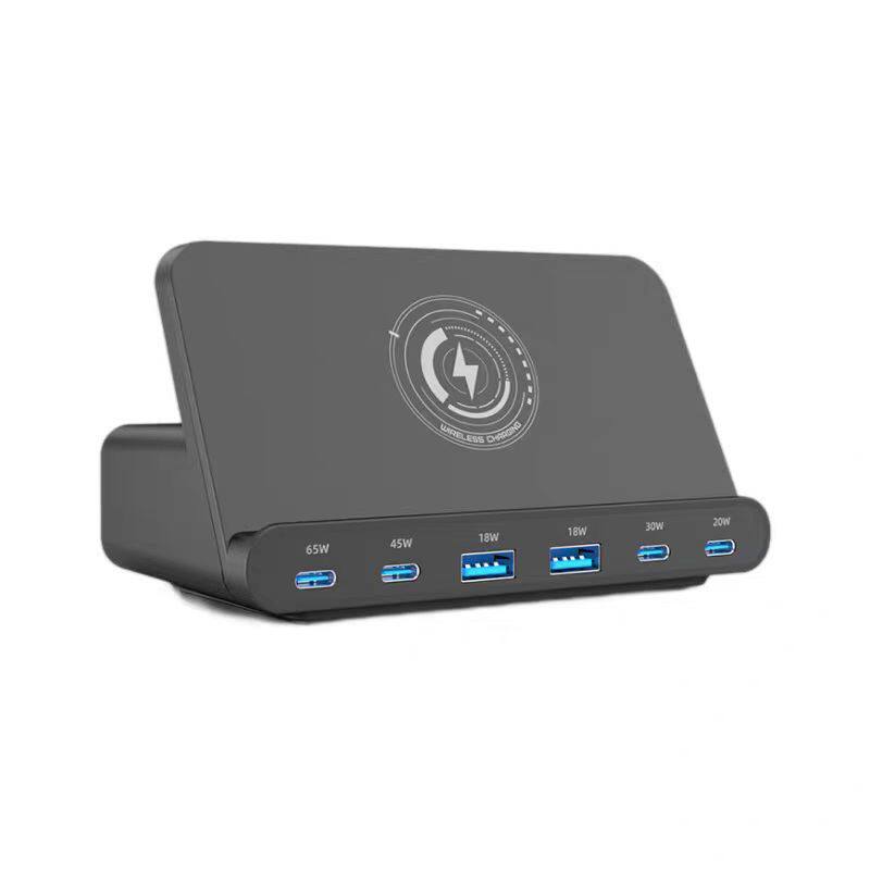 160W190WGaN氮化镓TypecPD100W超级快充USBQC3.0+无线快充15W多口带电源适配器手机平板手提电脑通用桌面坐充