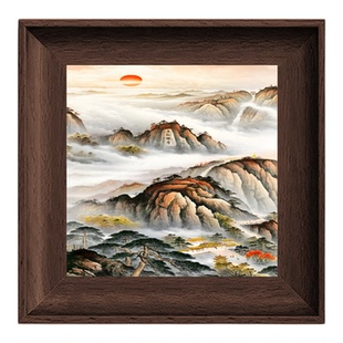 日出泰山靠山图玄关装饰画客厅进门入户过道走廊山水风景竖版挂画