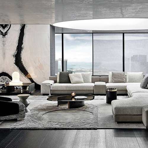 轻奢钢化玻璃茶几不锈钢客厅小圆桌高端意式现代设计师家具