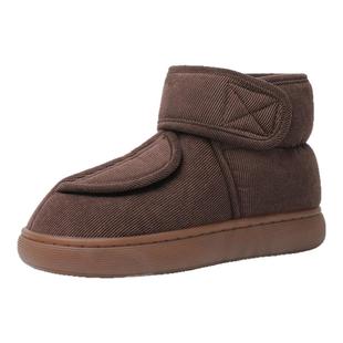 冬季加绒加厚男士高帮棉鞋居家外穿大开口牛筋底老人保暖女棉拖鞋