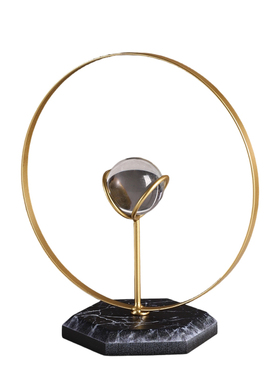 高级金属线条水晶球摆件轻奢装饰