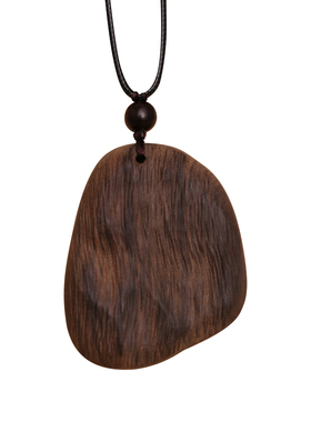 民族风复古檀木随型山水项链