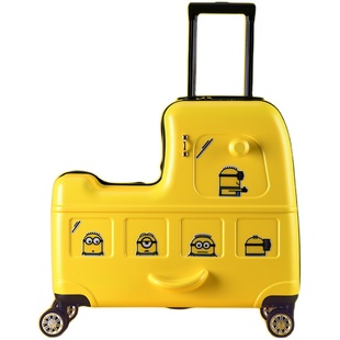 Y&Q行李箱20寸18卡通儿童成人拉杆小可登机坐骑黄人万向轮旅行箱
