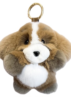 真獭兔毛可爱小狗包包钥匙扣挂件