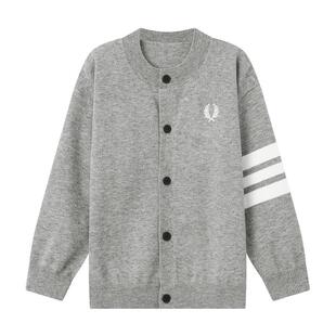 多多家男童针织开衫外套春秋款2026新款儿童中大童学院风刺绣毛衣