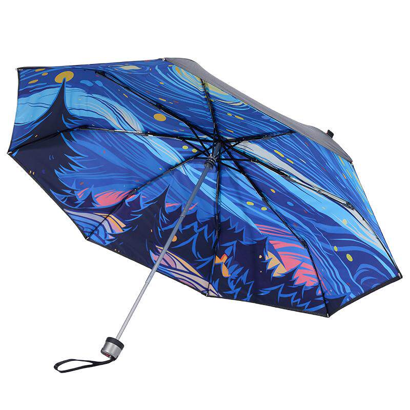 knirps新款双层防晒伞防紫外线星空黑胶遮阳伞晴雨两用雨伞UPF50+