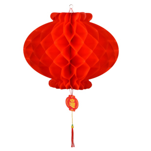 小红灯笼挂饰纸灯笼新年大红灯笼蜂窝灯装饰场景布置结婚氛围庭院