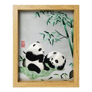 蜀绣双面刺绣熊猫摆件工艺品中国特色礼物送老外成都伴手礼纪念品